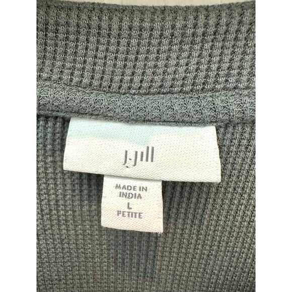J.JILL Petite Gray Embroidered Thermal Tunic Top Long Sleeve Cotton Blend Large - Picture 6 of 8